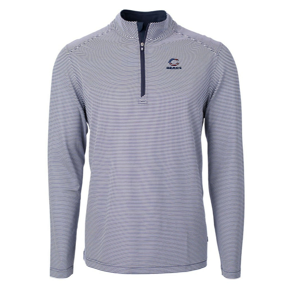 Chicago Bears Cutter & Buck Virtue Eco Pique Micro Stripe Recycled Quarter-Zip Pullover Top - Navy/White discount