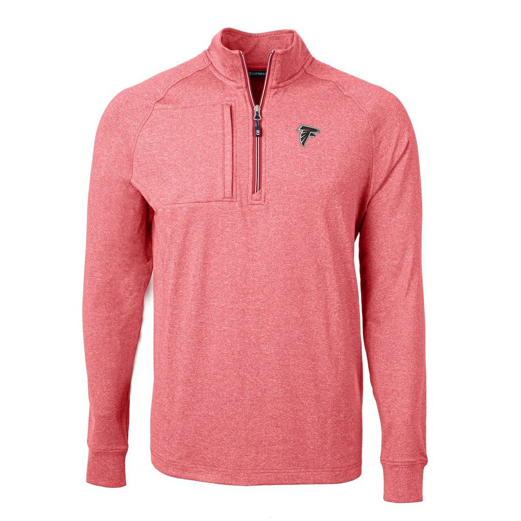 Atlanta Falcons Cutter & Buck Adapt Eco Knit Quarter-Zip Pullover Top - Heather Red cheap