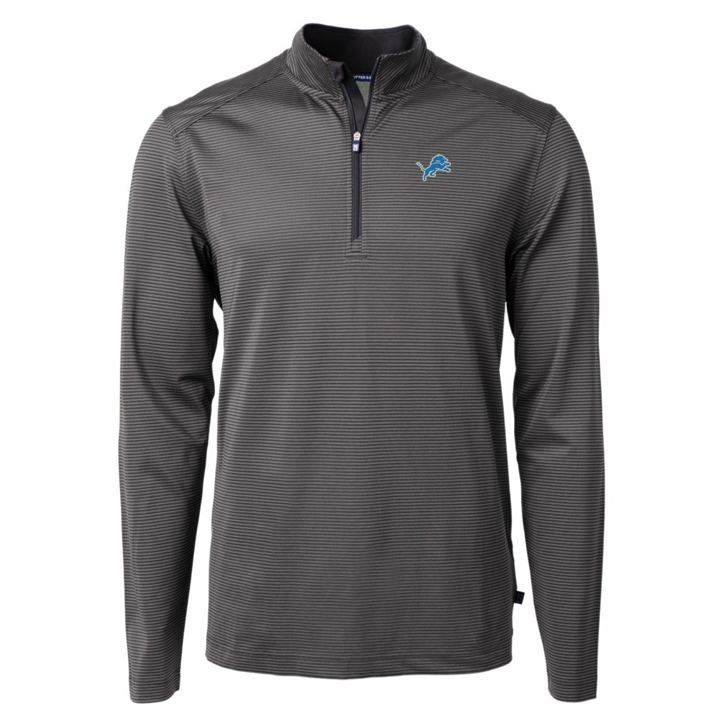 Detroit Lions Cutter & Buck Virtue Eco Pique Micro Stripe Recycled Quarter-Zip Pullover Top - Black/Gray sale