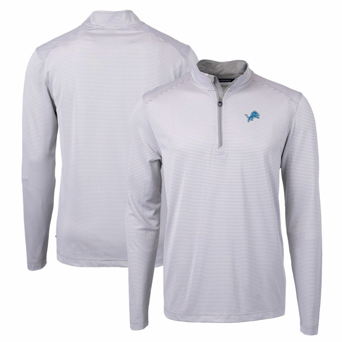 Detroit Lions Cutter & Buck Virtue Eco Pique Micro Stripe Recycled Quarter-Zip Pullover Top - Gray/White online