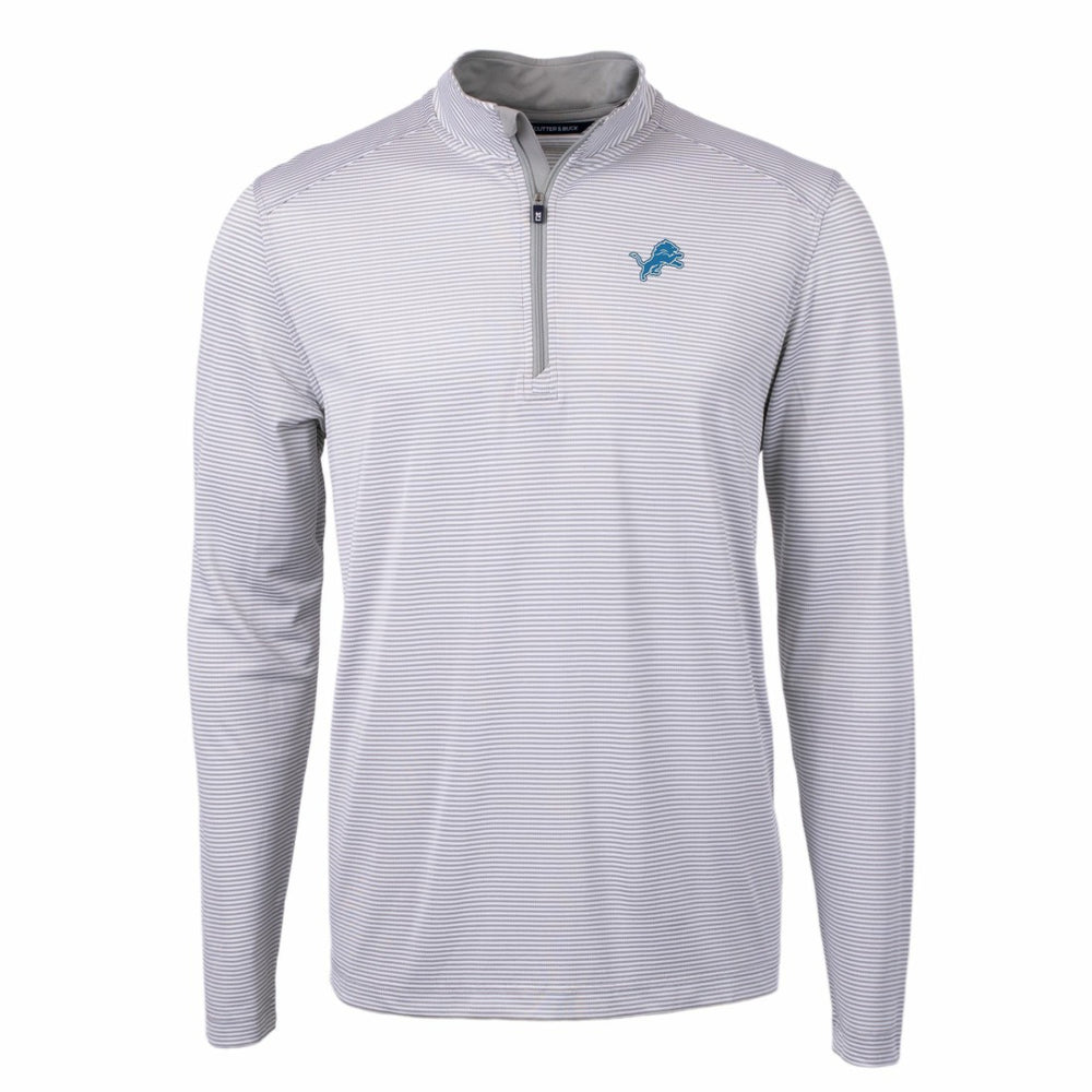 Detroit Lions Cutter & Buck Virtue Eco Pique Micro Stripe Recycled Quarter-Zip Pullover Top - Gray/White online