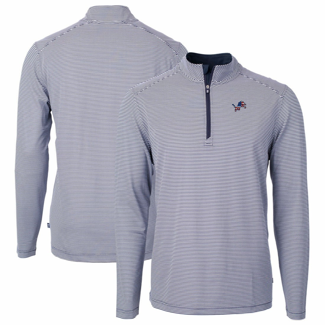 Detroit Lions Cutter & Buck Virtue Eco Pique Micro Stripe Recycled Quarter-Zip Pullover Top - Navy/White discount