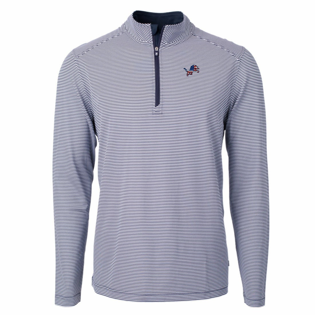Detroit Lions Cutter & Buck Virtue Eco Pique Micro Stripe Recycled Quarter-Zip Pullover Top - Navy/White discount