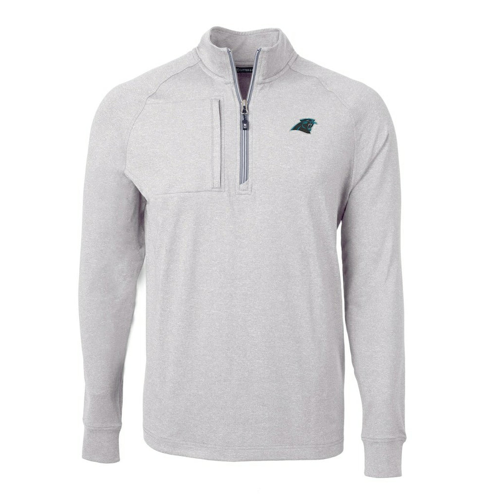 Carolina Panthers Cutter & Buck Adapt Eco Knit Quarter-Zip Pullover Top - Heather Gray outlet