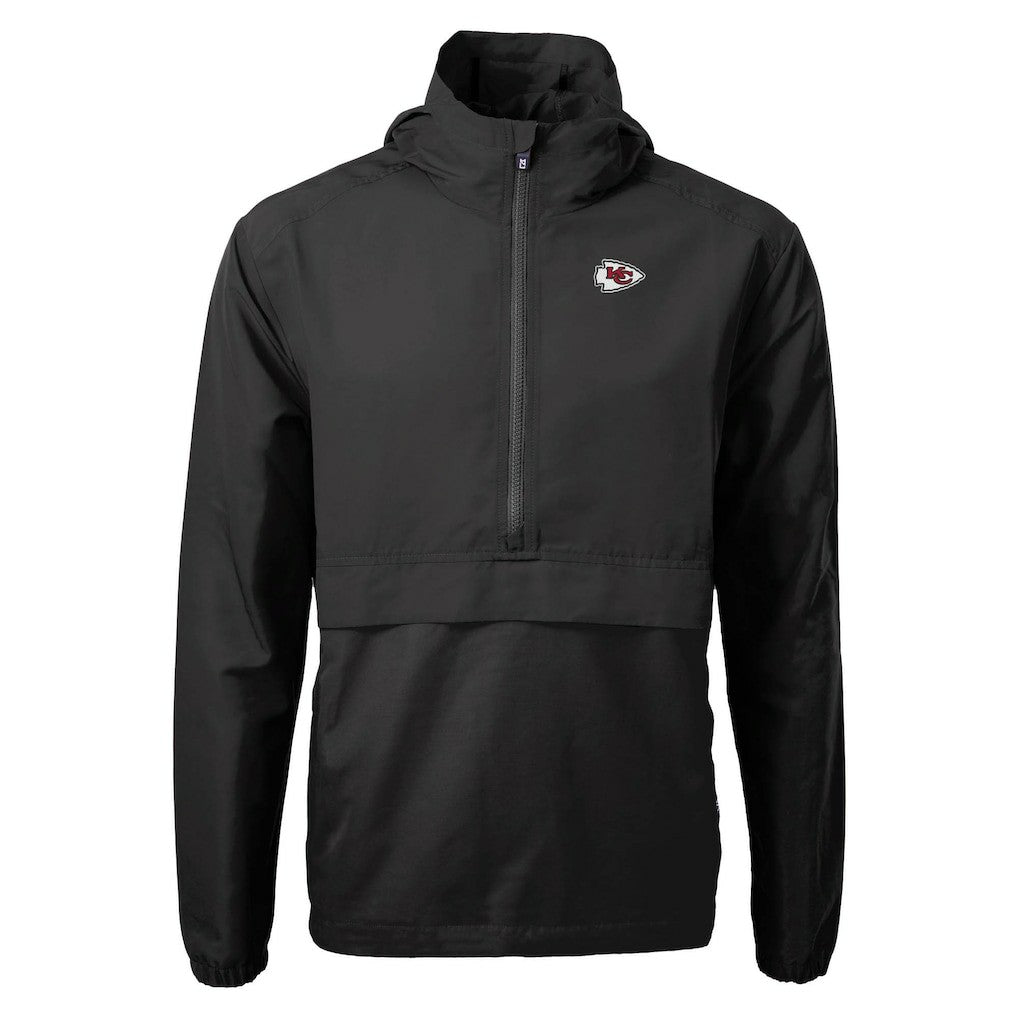 Kansas City Chiefs Cutter & Buck Charter Eco Recycled Anorak Half-Zip Jacket - Black on sale