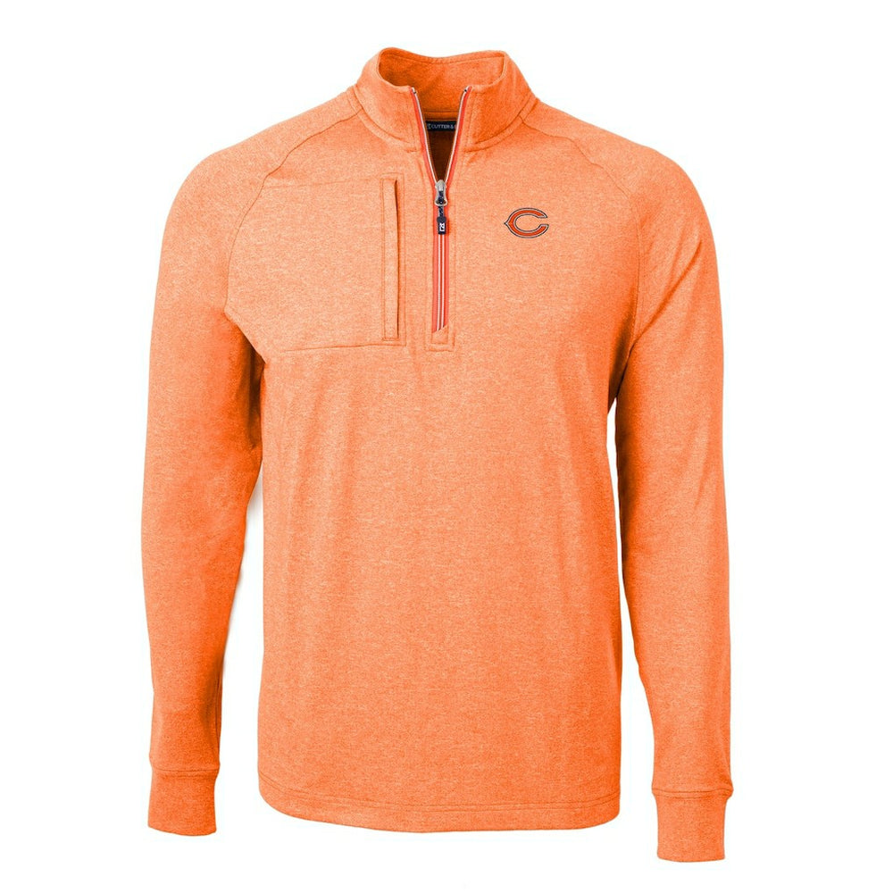 Chicago Bears Cutter & Buck Adapt Eco Knit Quarter-Zip Pullover Top - Heather Orange for sale