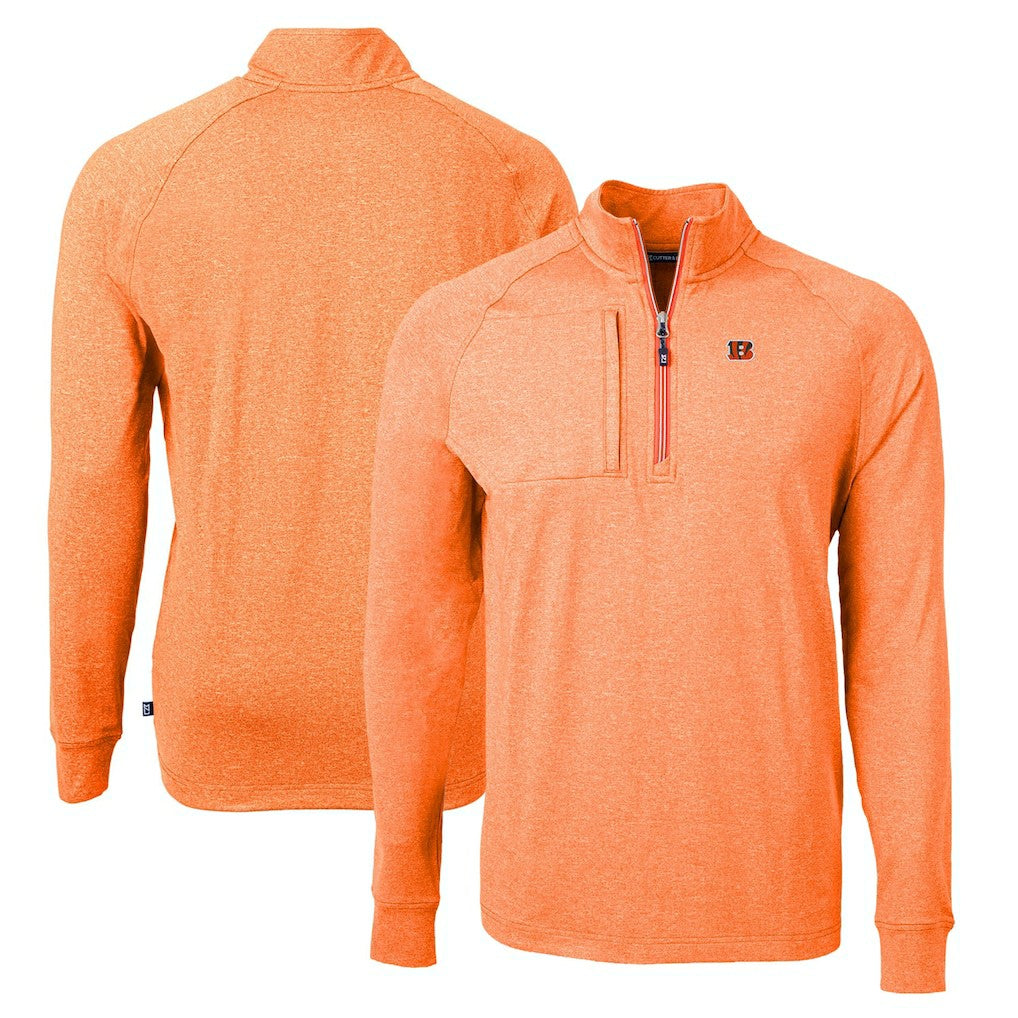 Cincinnati Bengals Cutter & Buck Adapt Eco Knit Quarter-Zip Pullover Top - Heather Orange discount