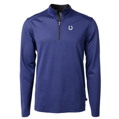 Indianapolis Colts Cutter & Buck Virtue Eco Pique Micro Stripe Recycled Quarter-Zip Pullover Top - Royal/Black sale