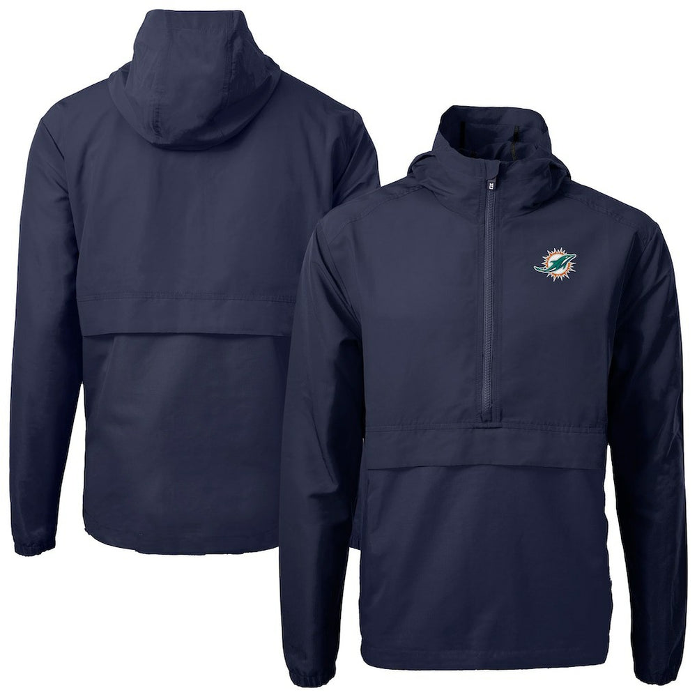 Miami Dolphins Cutter & Buck Charter Eco Recycled Anorak Half-Zip Jacket - Blue sale