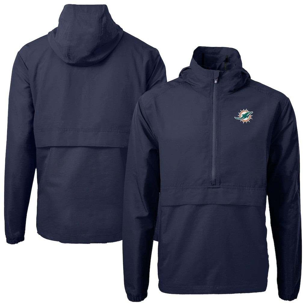 Miami Dolphins Cutter & Buck Charter Eco Recycled Anorak Half-Zip Jacket - Blue sale