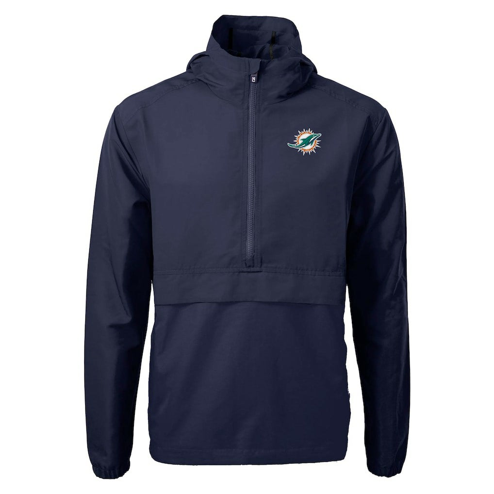 Miami Dolphins Cutter & Buck Charter Eco Recycled Anorak Half-Zip Jacket - Blue sale