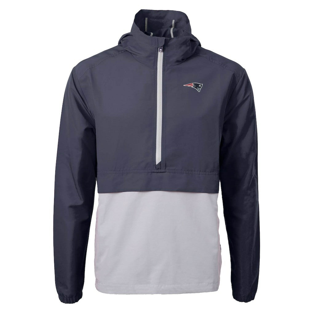 New England Patriots Cutter & Buck Charter Eco Recycled Anorak Half-Zip Jacket - Blue on sale