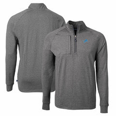 Detroit Lions Cutter & Buck Adapt Eco Knit Quarter-Zip Pullover Top - Heather Black for sale