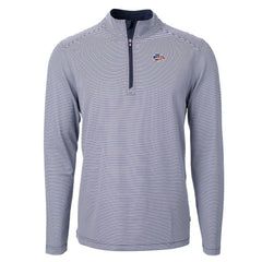 Kansas City Chiefs Cutter & Buck Virtue Eco Pique Micro Stripe Recycled Quarter-Zip Pullover Top - Navy/White for sale