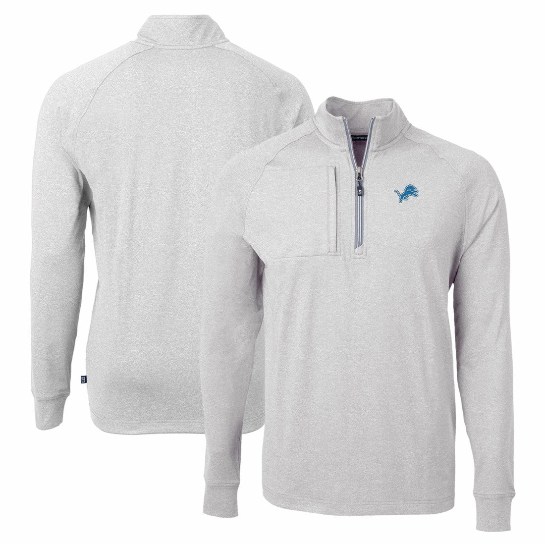 Detroit Lions Cutter & Buck Adapt Eco Knit Quarter-Zip Pullover Top - Heather Gray outlet