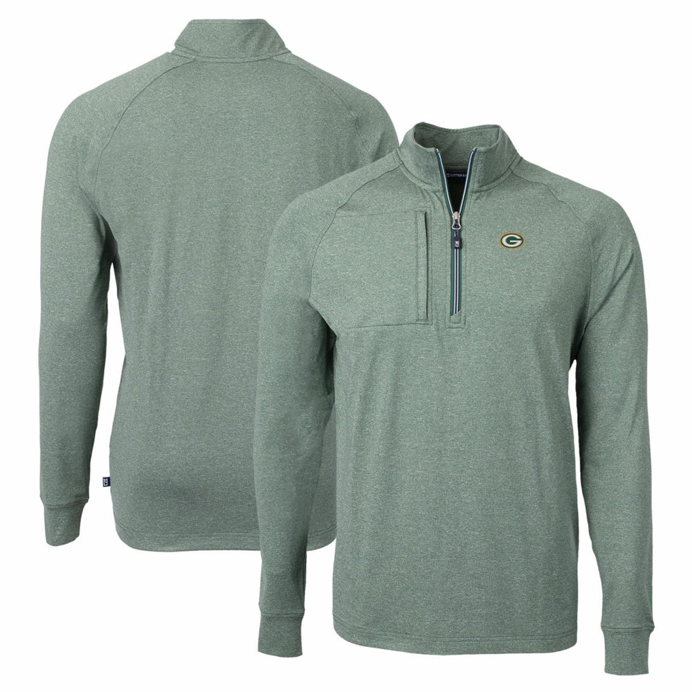 Green Bay Packers Cutter & Buck Adapt Eco Knit Quarter-Zip Pullover Top - Heather Green outlet