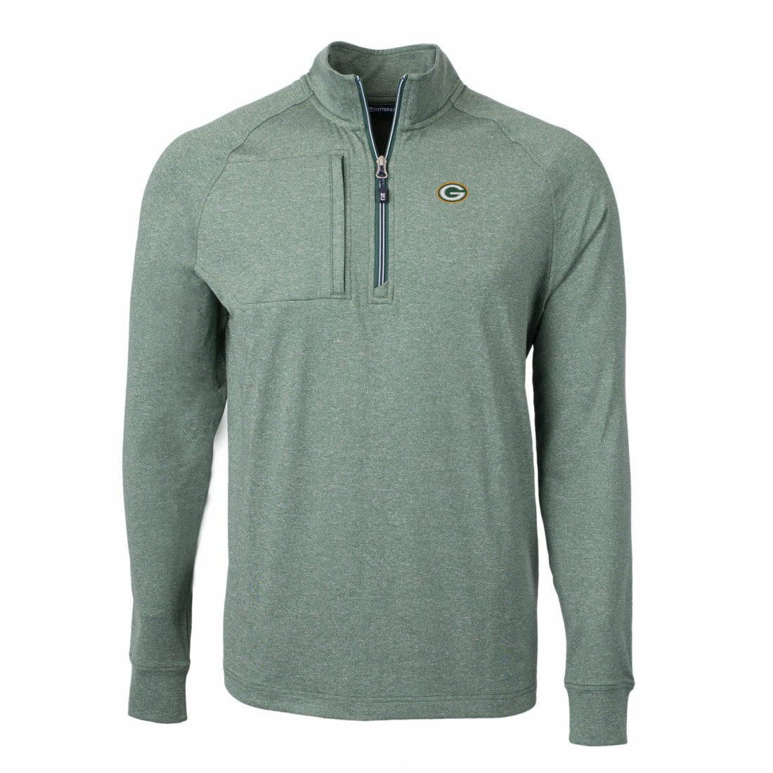 Green Bay Packers Cutter & Buck Adapt Eco Knit Quarter-Zip Pullover Top - Heather Green outlet