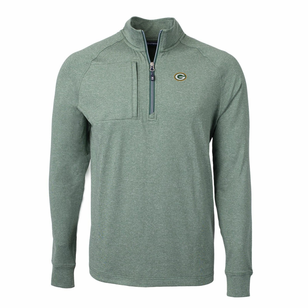 Green Bay Packers Cutter & Buck Adapt Eco Knit Quarter-Zip Pullover Top - Heather Green outlet