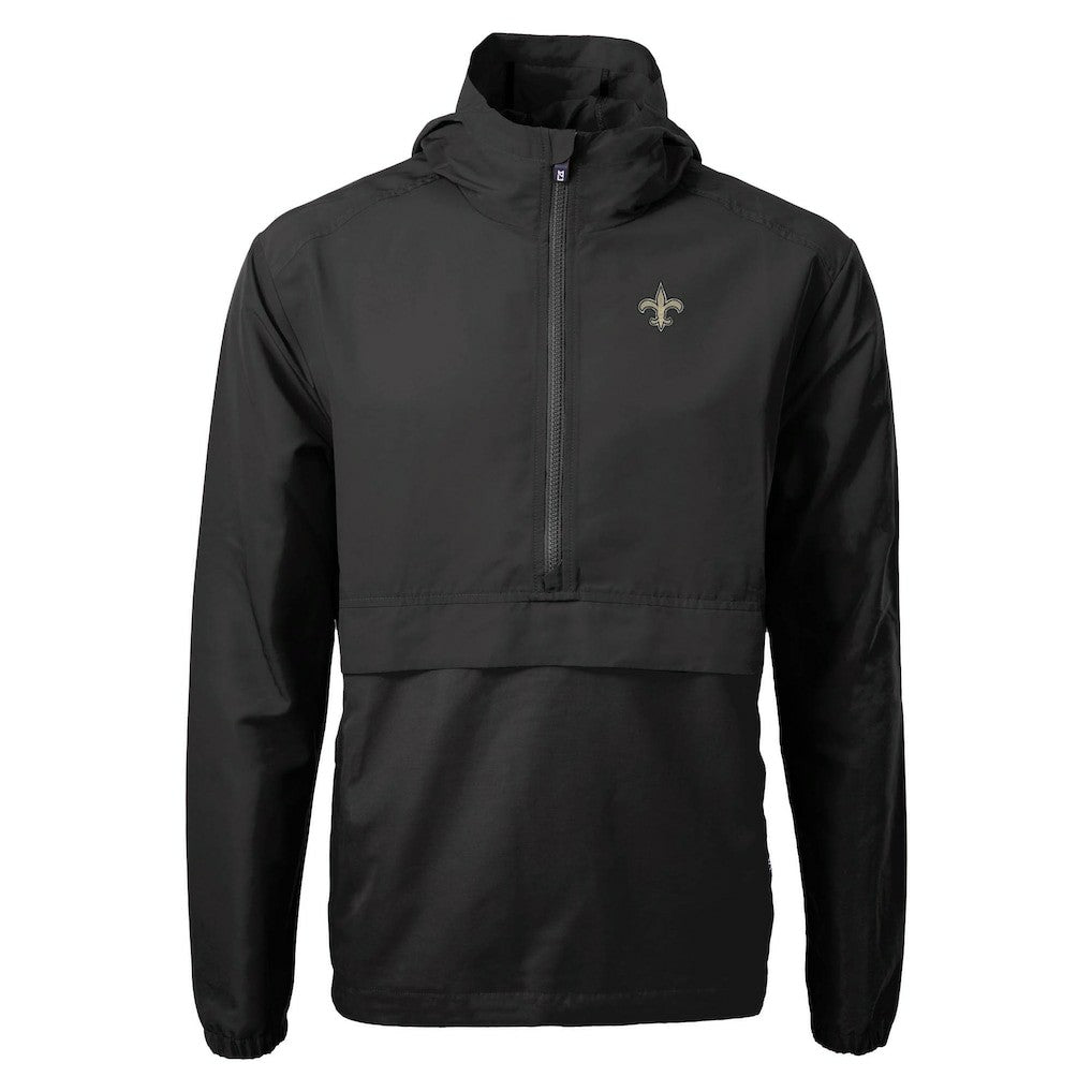 New Orleans Saints Cutter & Buck Charter Eco Recycled Anorak Half-Zip Jacket - Black on sale