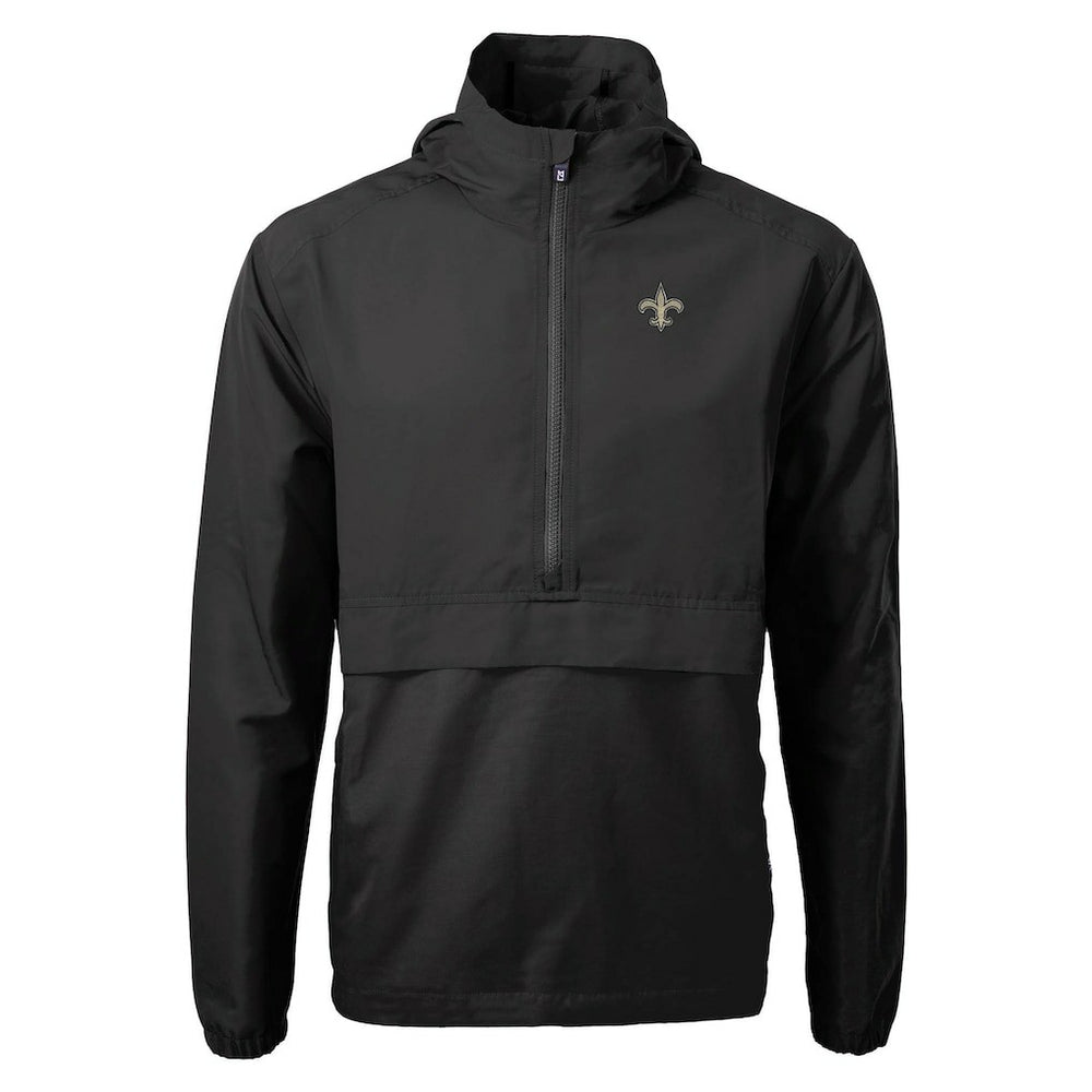 New Orleans Saints Cutter & Buck Charter Eco Recycled Anorak Half-Zip Jacket - Black on sale
