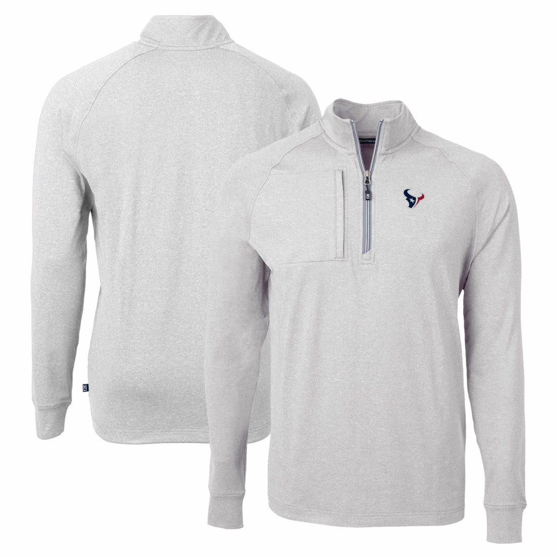 Houston Texans Cutter & Buck Adapt Eco Knit Quarter-Zip Pullover Top - Heather Gray discount
