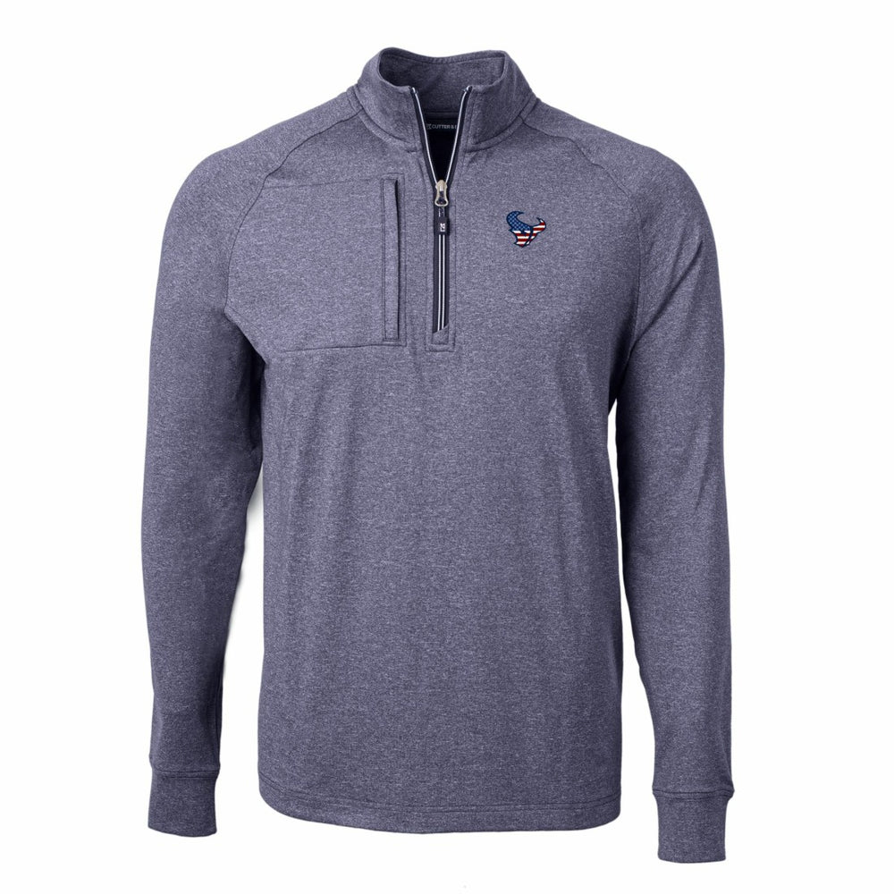 Houston Texans Cutter & Buck Adapt Eco Knit Quarter-Zip Pullover Top - Heather Navy on sale