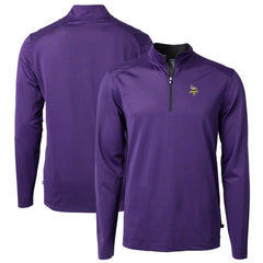 Minnesota Vikings Cutter & Buck Virtue Eco Pique Micro Stripe Recycled Quarter-Zip Pullover Top - Purple/Black online