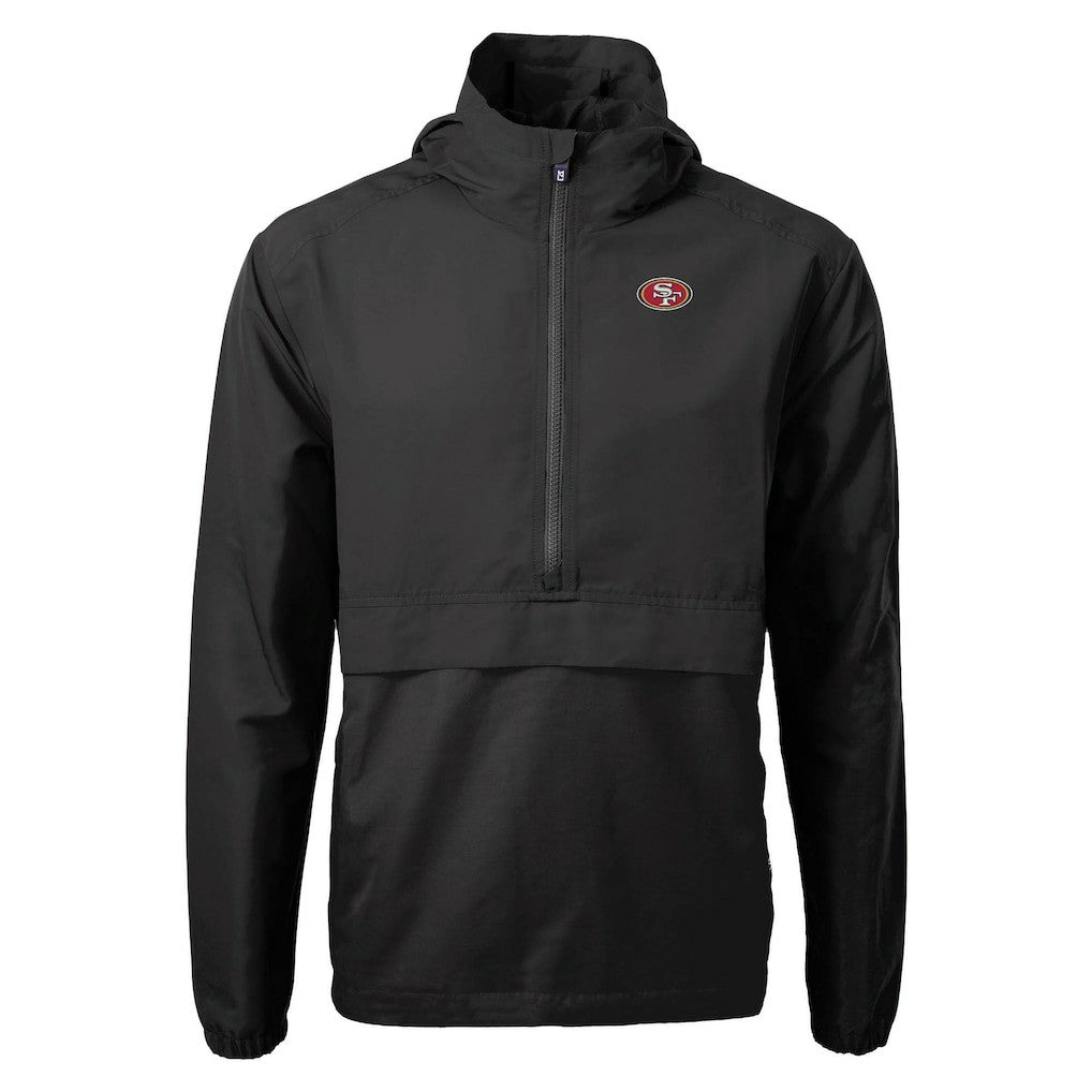 San Francisco 49ers Cutter & Buck Charter Eco Recycled Anorak Half-Zip Jacket - Black for sale