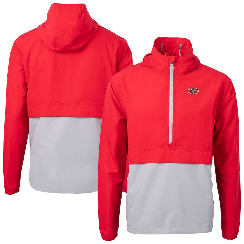 San Francisco 49ers Cutter & Buck Charter Eco Recycled Anorak Half-Zip Jacket - Red online