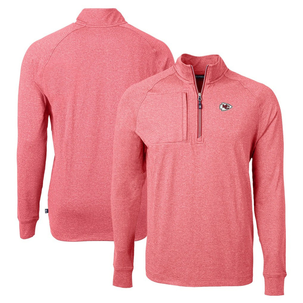 Kansas City Chiefs Cutter & Buck Adapt Eco Knit Quarter-Zip Pullover Top - Heather Red cheap
