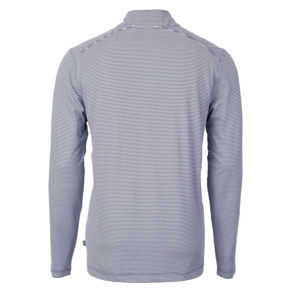 New Orleans Saints Cutter & Buck Virtue Eco Pique Micro Stripe Recycled Quarter-Zip Pullover Top - Navy/White for sale