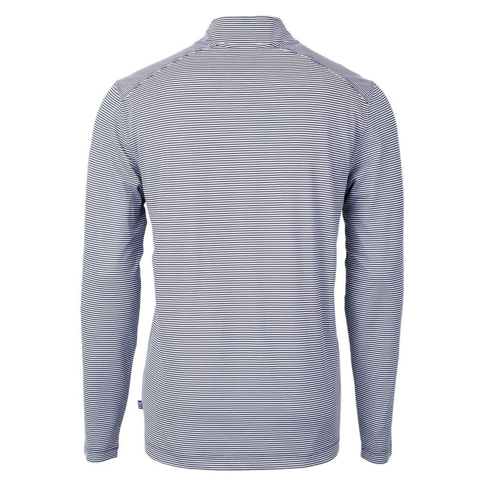 New Orleans Saints Cutter & Buck Virtue Eco Pique Micro Stripe Recycled Quarter-Zip Pullover Top - Navy/White for sale