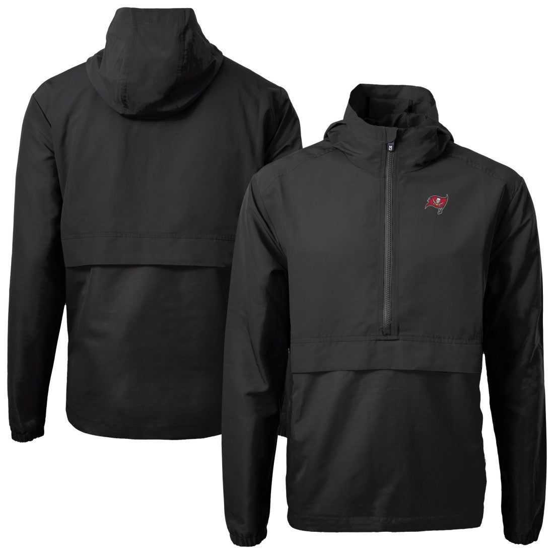 Tampa Bay Buccaneers Cutter & Buck Charter Eco Recycled Anorak Half-Zip Jacket - Black for sale