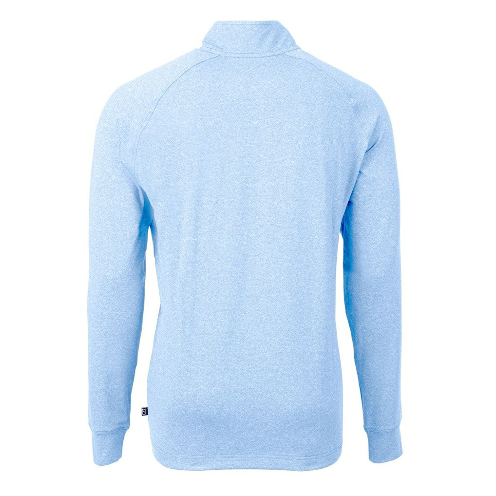 Los Angeles Chargers Cutter & Buck Adapt Eco Knit Quarter-Zip Pullover Top - Heather Powder Blue for sale