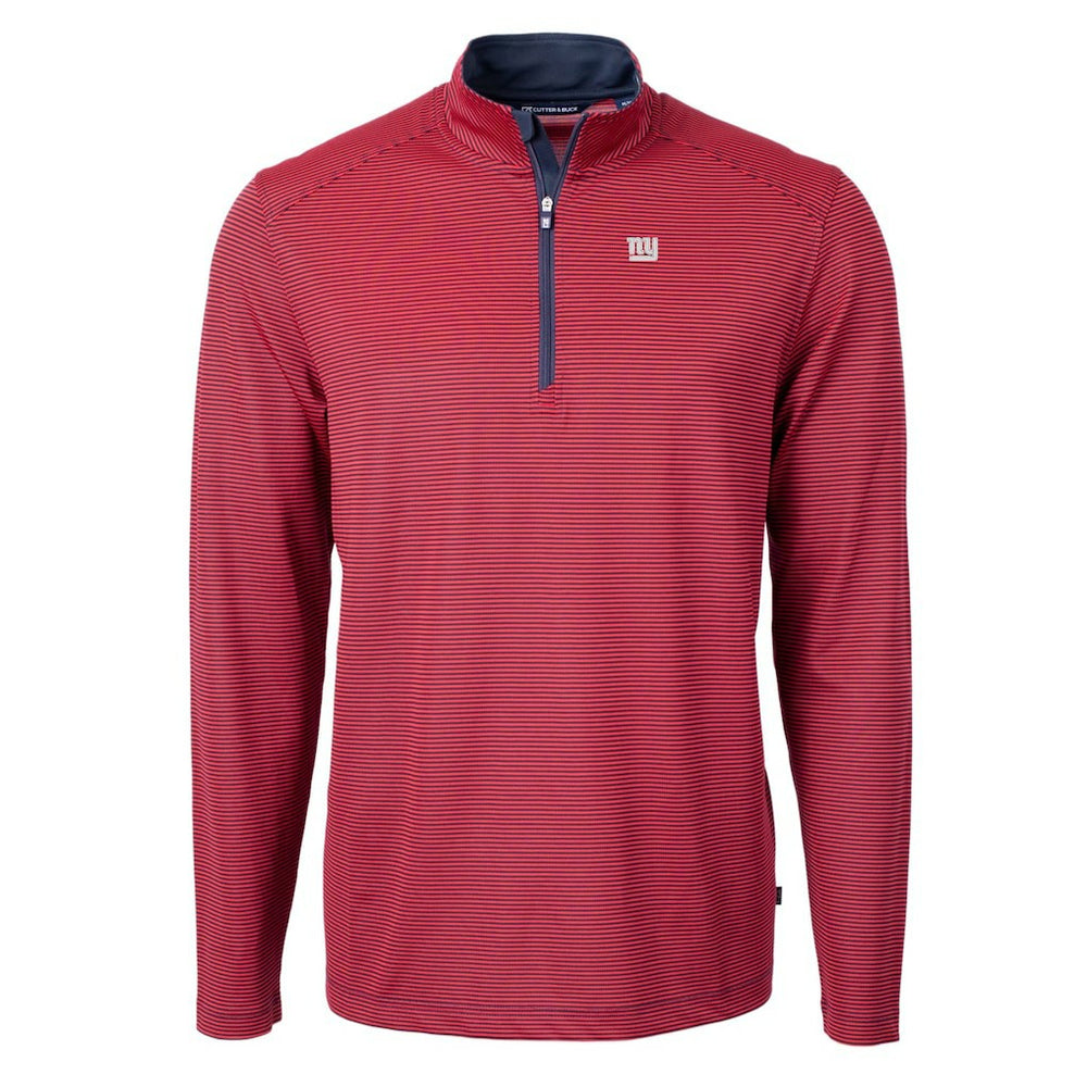 New York Giants Cutter & Buck Virtue Eco Pique Micro Stripe Recycled Quarter-Zip Pullover Top - Red/Navy discount