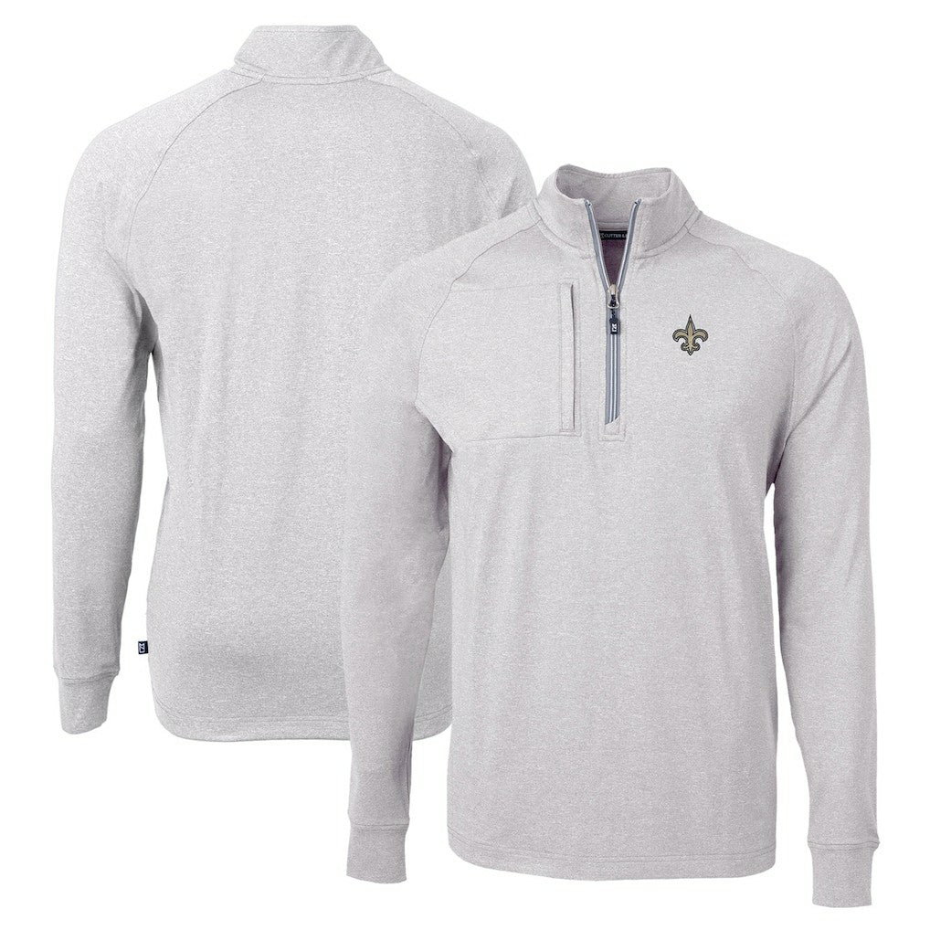 New Orleans Saints Cutter & Buck Adapt Eco Knit Quarter-Zip Pullover Top - Heather Gray online