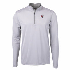 Tampa Bay Buccaneers Cutter & Buck Virtue Eco Pique Micro Stripe Recycled Quarter-Zip Pullover Top - Gray/White discount