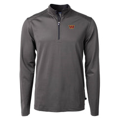 Washington Commanders Cutter & Buck Virtue Eco Pique Micro Stripe Recycled Quarter-Zip Pullover Top - Black/Gray discount