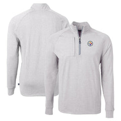 Pittsburgh Steelers Cutter & Buck Adapt Eco Knit Quarter-Zip Pullover Top - Heather Gray for sale
