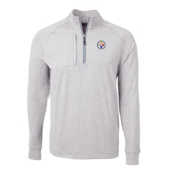 Pittsburgh Steelers Cutter & Buck Adapt Eco Knit Quarter-Zip Pullover Top - Heather Gray for sale