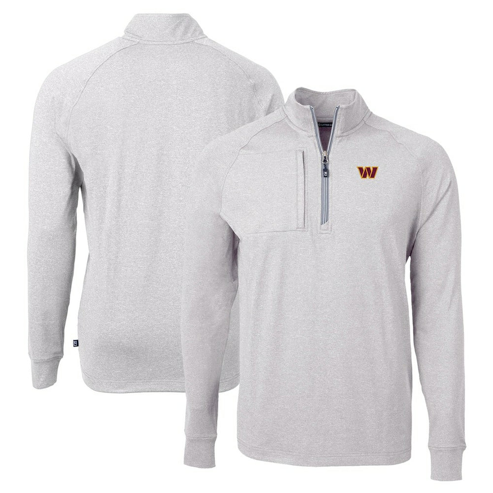 Washington Commanders Cutter & Buck Adapt Eco Knit Quarter-Zip Pullover Top - Heather Gray outlet