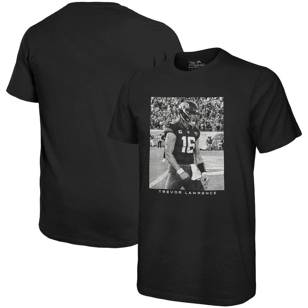 Trevor Lawrence Jacksonville Jaguars Majestic Threads Oversized Player Image T-Shirt - Black on sale