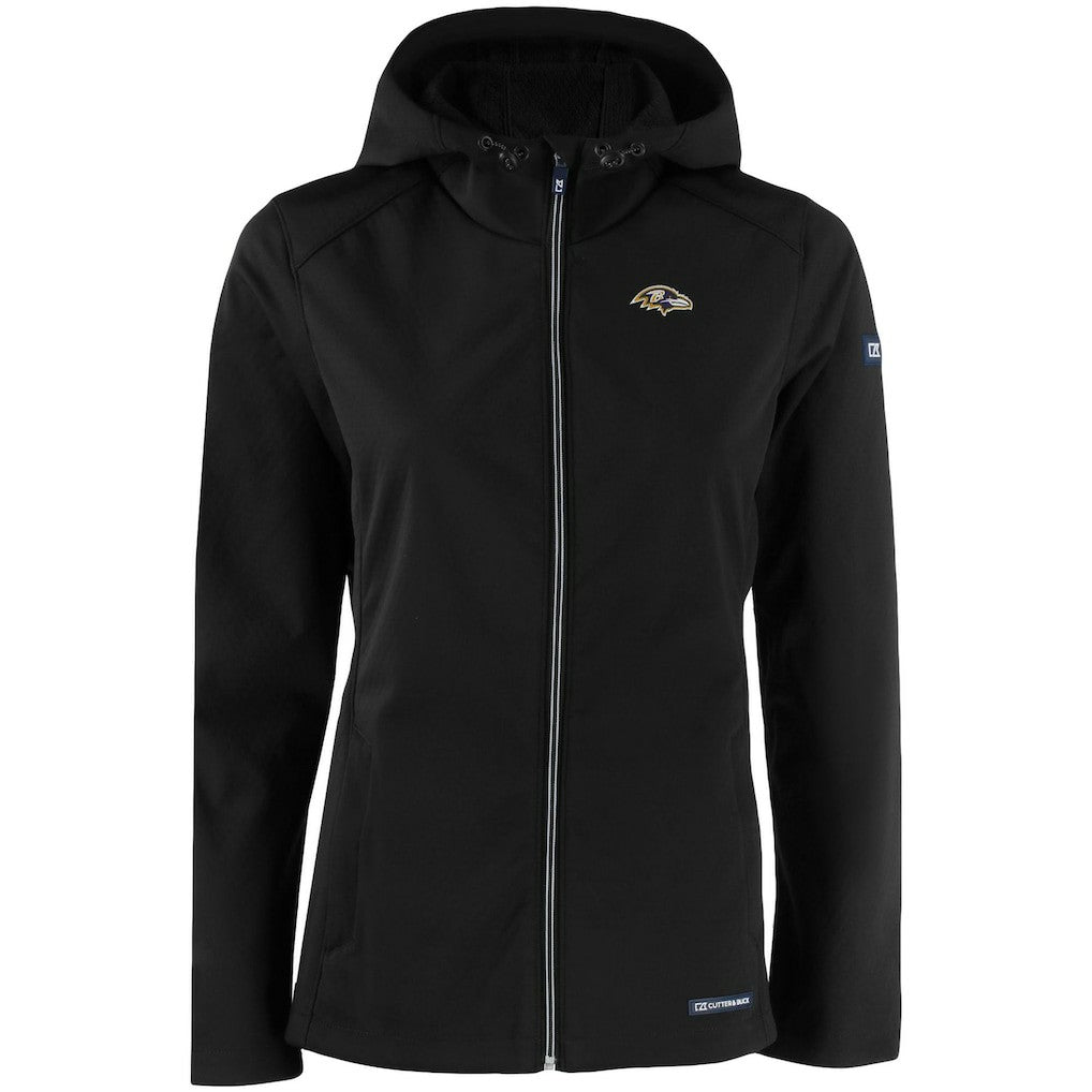 Baltimore Ravens Cutter & Buck Women's Evoke Eco Softshell Recycled Full-Zip Hooded Jacket - Black sale