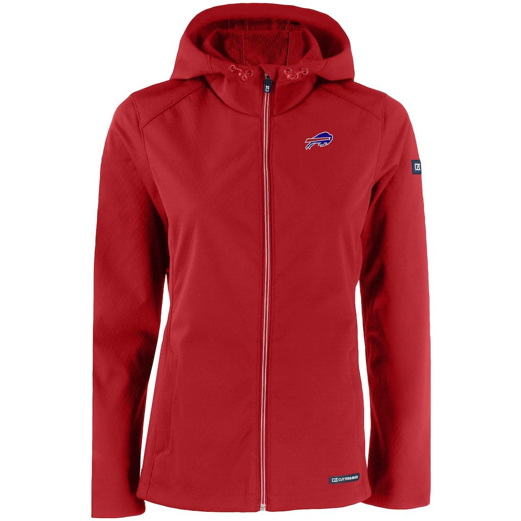 Buffalo Bills Cutter & Buck Women's Evoke Eco Softshell Recycled Full-Zip Hooded Jacket - Red for sale