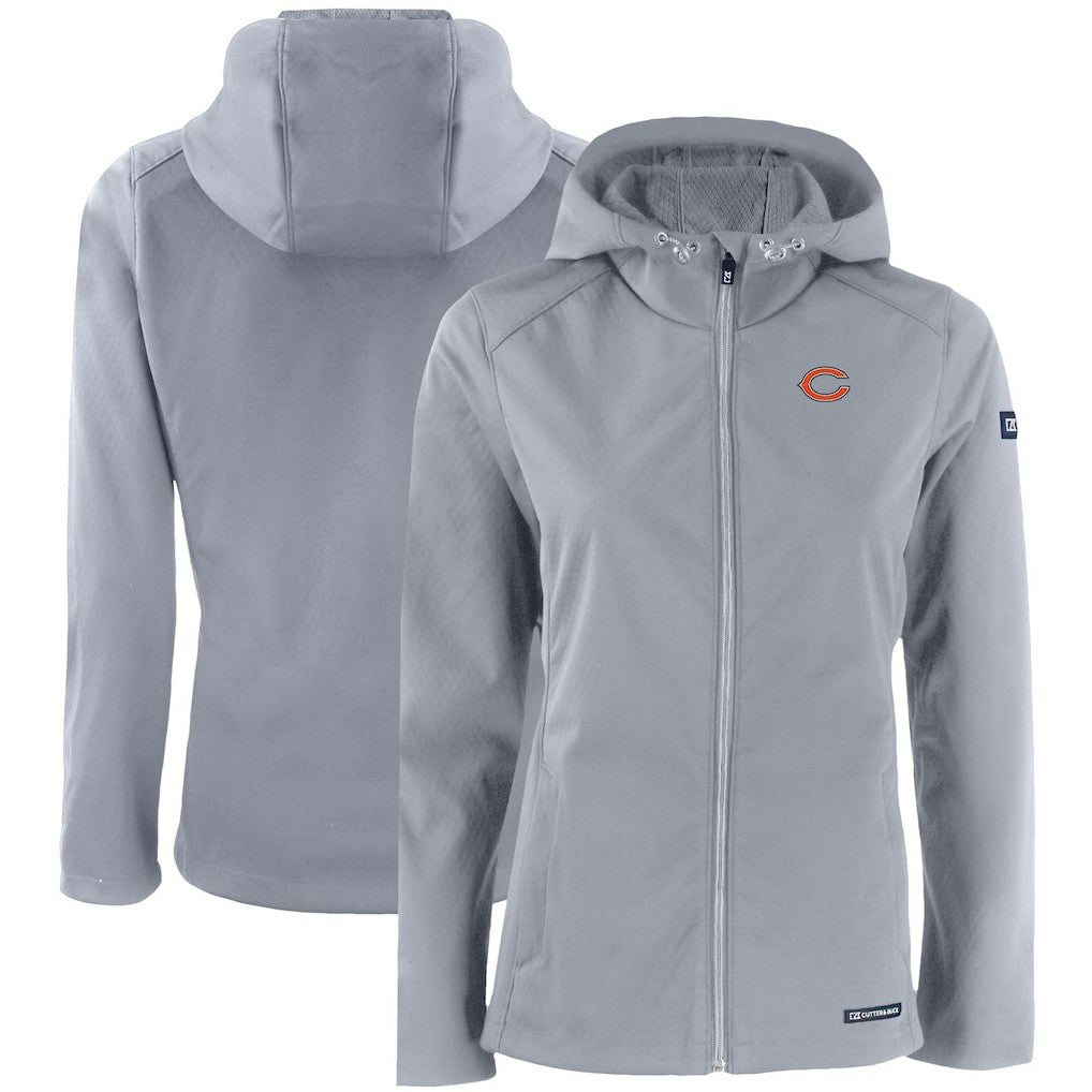 Chicago Bears Cutter & Buck Women's Evoke Eco Softshell Recycled Full-Zip Hooded Jacket - Gray outlet