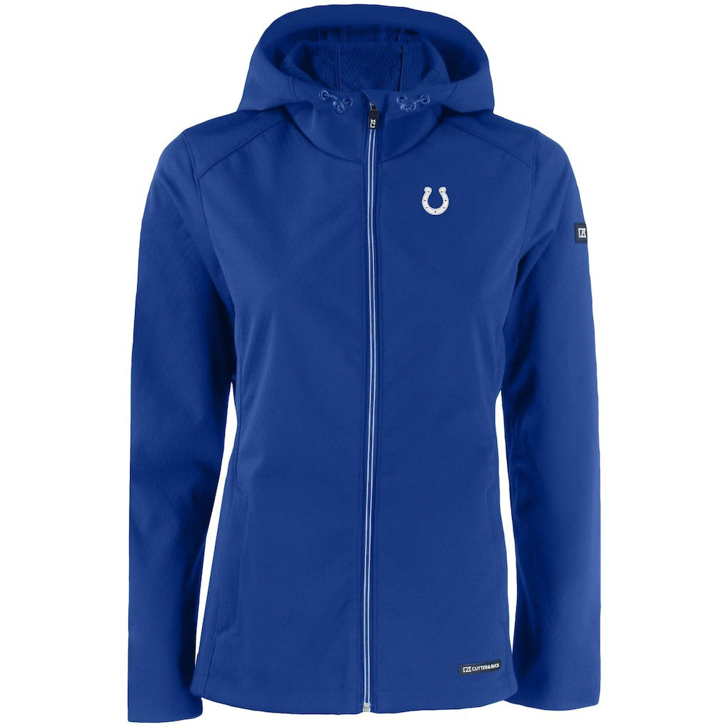 Indianapolis Colts Cutter & Buck Women's Evoke Eco Softshell Recycled Full-Zip Hooded Jacket - Royal on sale