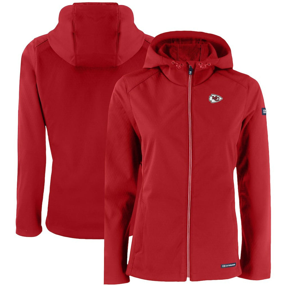 Kansas City Chiefs Cutter & Buck Women's Evoke Eco Softshell Recycled Full-Zip Hooded Jacket - Red for sale