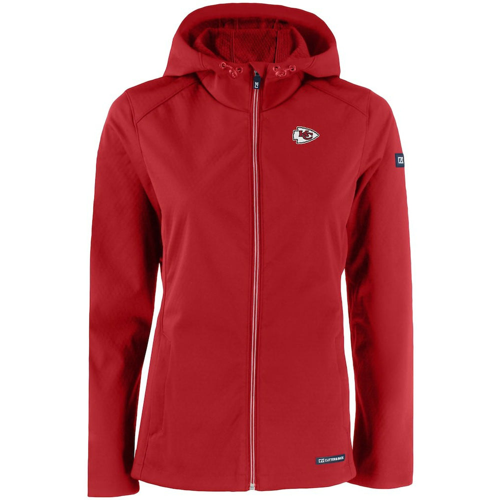 Kansas City Chiefs Cutter & Buck Women's Evoke Eco Softshell Recycled Full-Zip Hooded Jacket - Red for sale