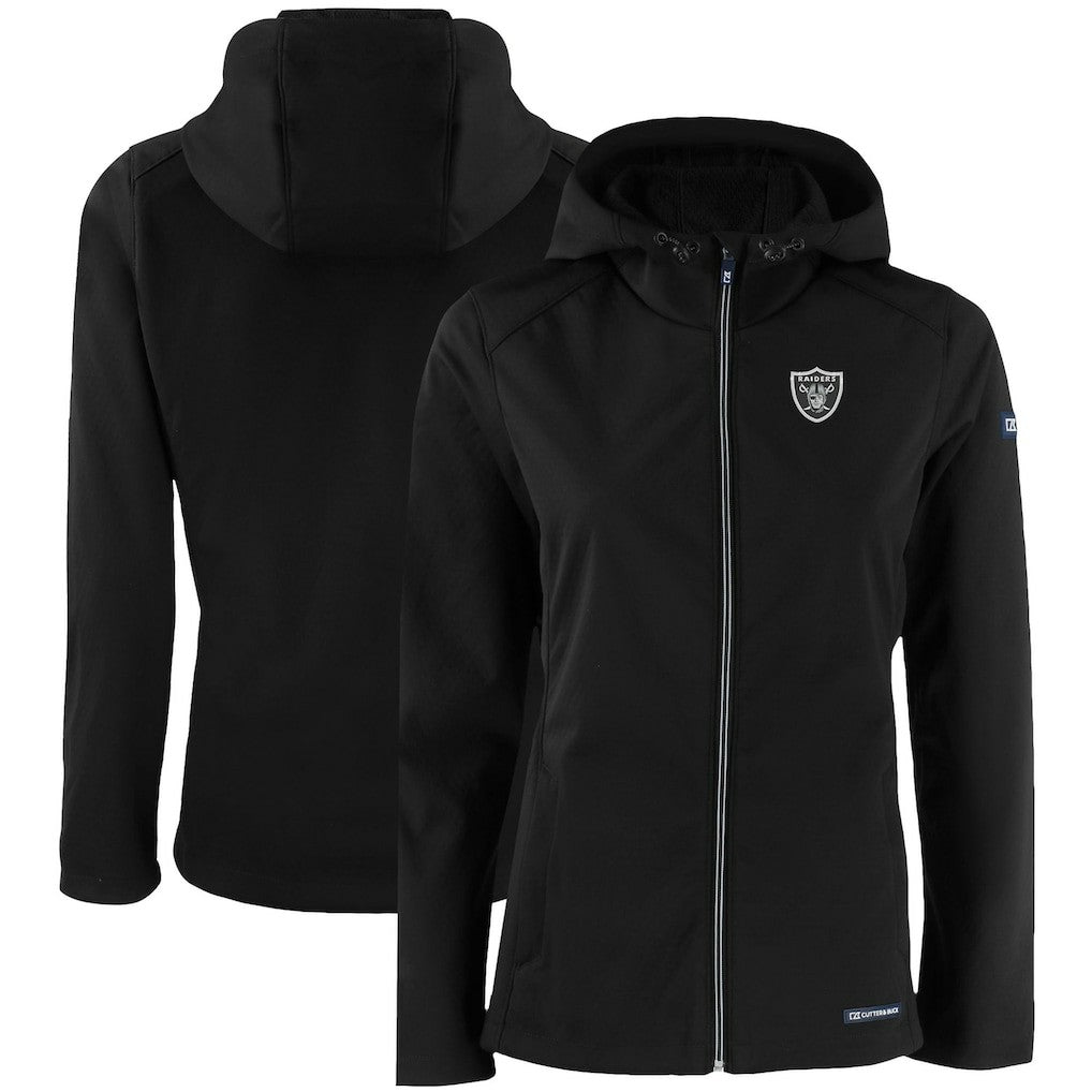Las Vegas Raiders Cutter & Buck Women's Evoke Eco Softshell Recycled Full-Zip Hooded Jacket - Black outlet