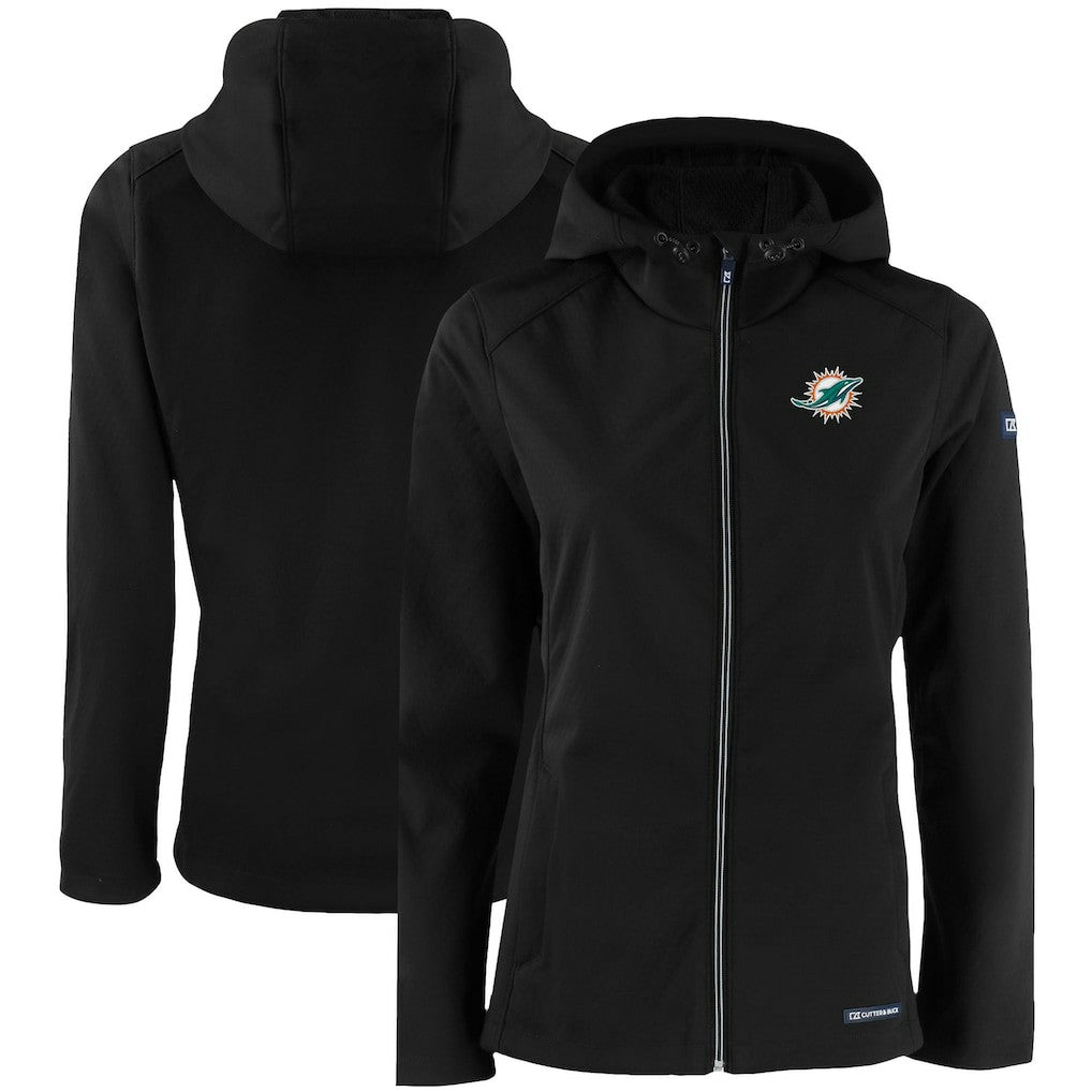Miami Dolphins Cutter & Buck Women's Evoke Eco Softshell Recycled Full-Zip Hooded Jacket - Black discount
